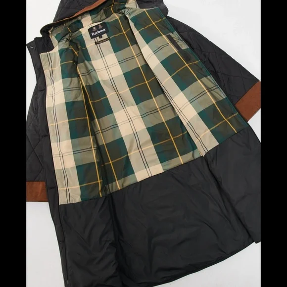 Barbour Mickley Quilted Jacket Black/Ancient Brown Corduroy Size 1X - NWT